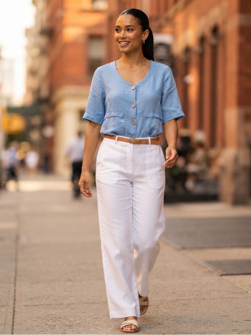 Bella Amore Light Blue Button-Front Top